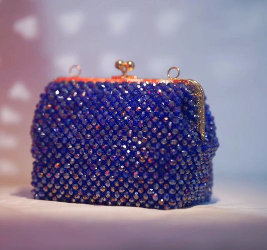 🌌 Midnight Sparkle – Handmade Beaded Clutch Bag