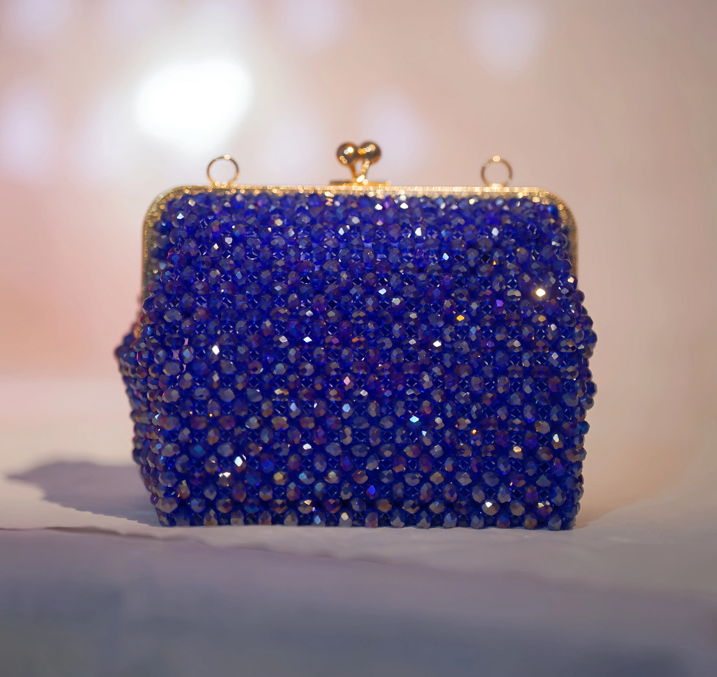 🌌 Midnight Sparkle – Handmade Beaded Clutch Bag