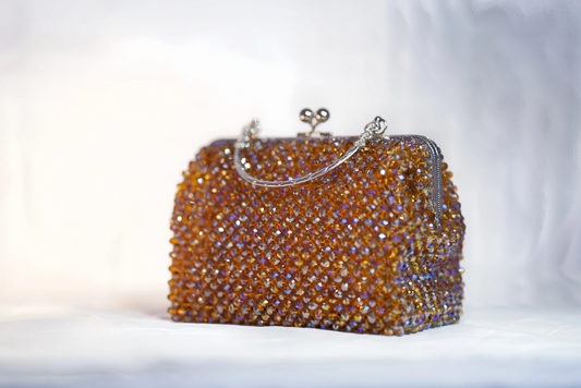 ✨ Amber Elegance – Handmade Beaded Handle Bag