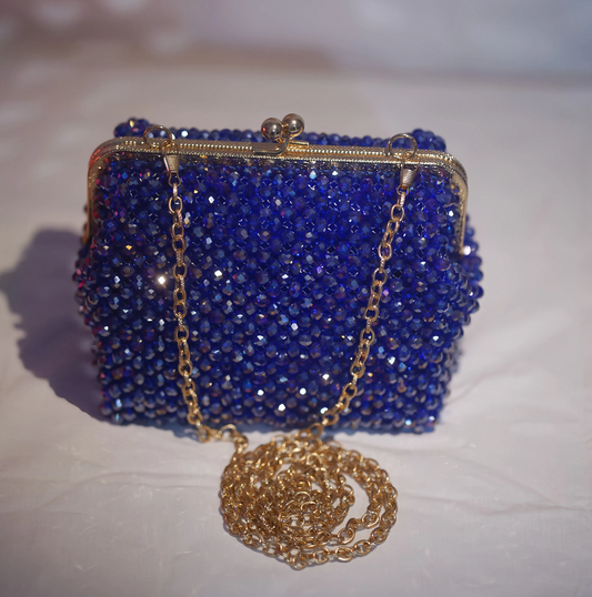 🌌 Midnight Sparkle – Handmade Beaded Clutch Bag